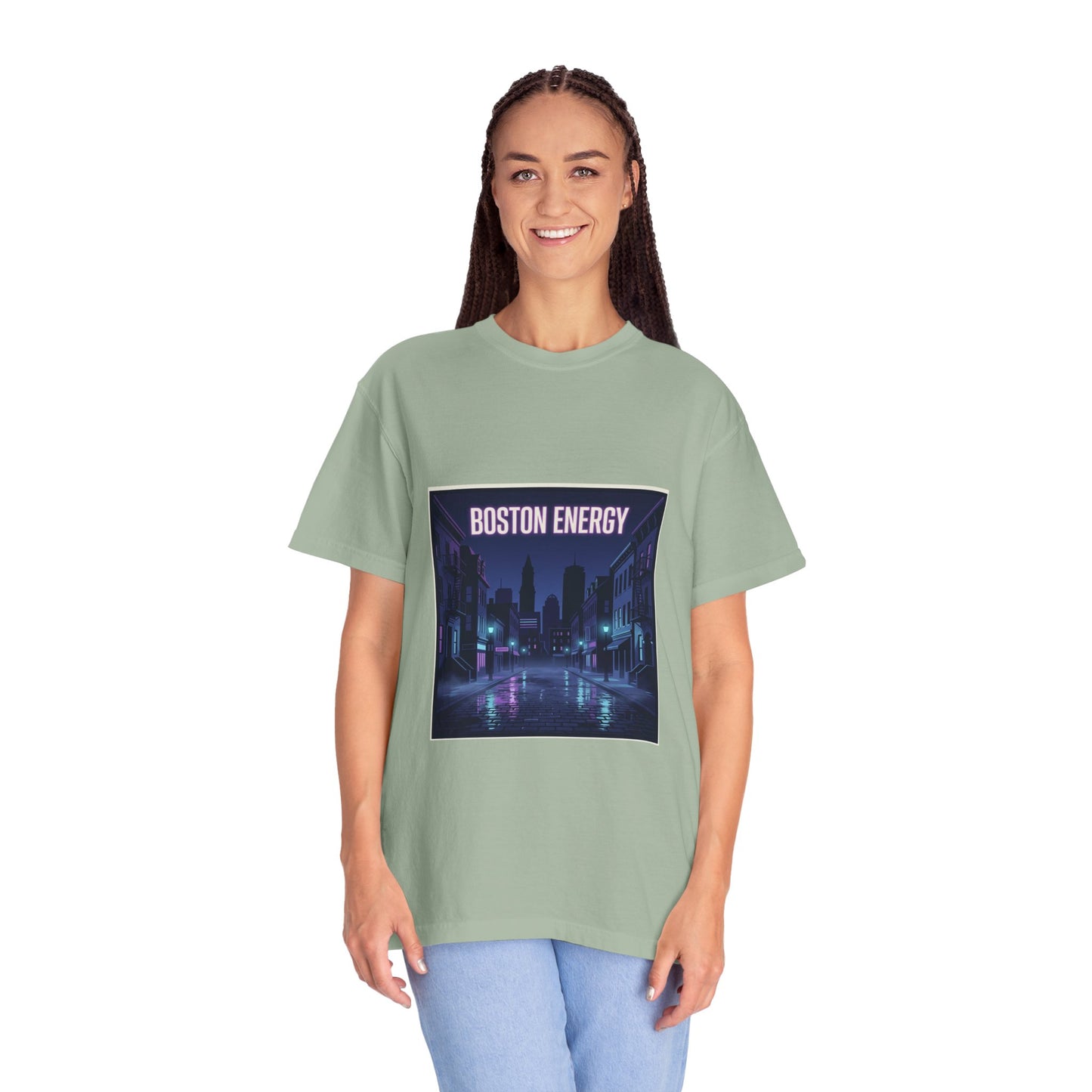 Boston Energy T-Shirt — Neon Cityscape Graphic Tee