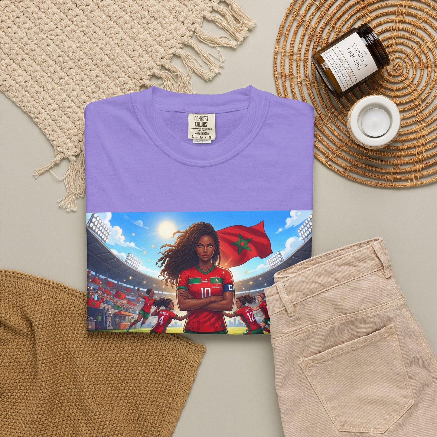 Morocco Soccer Champion Graphic T-Shirt — Inspiring Women’s Football Stadium Design