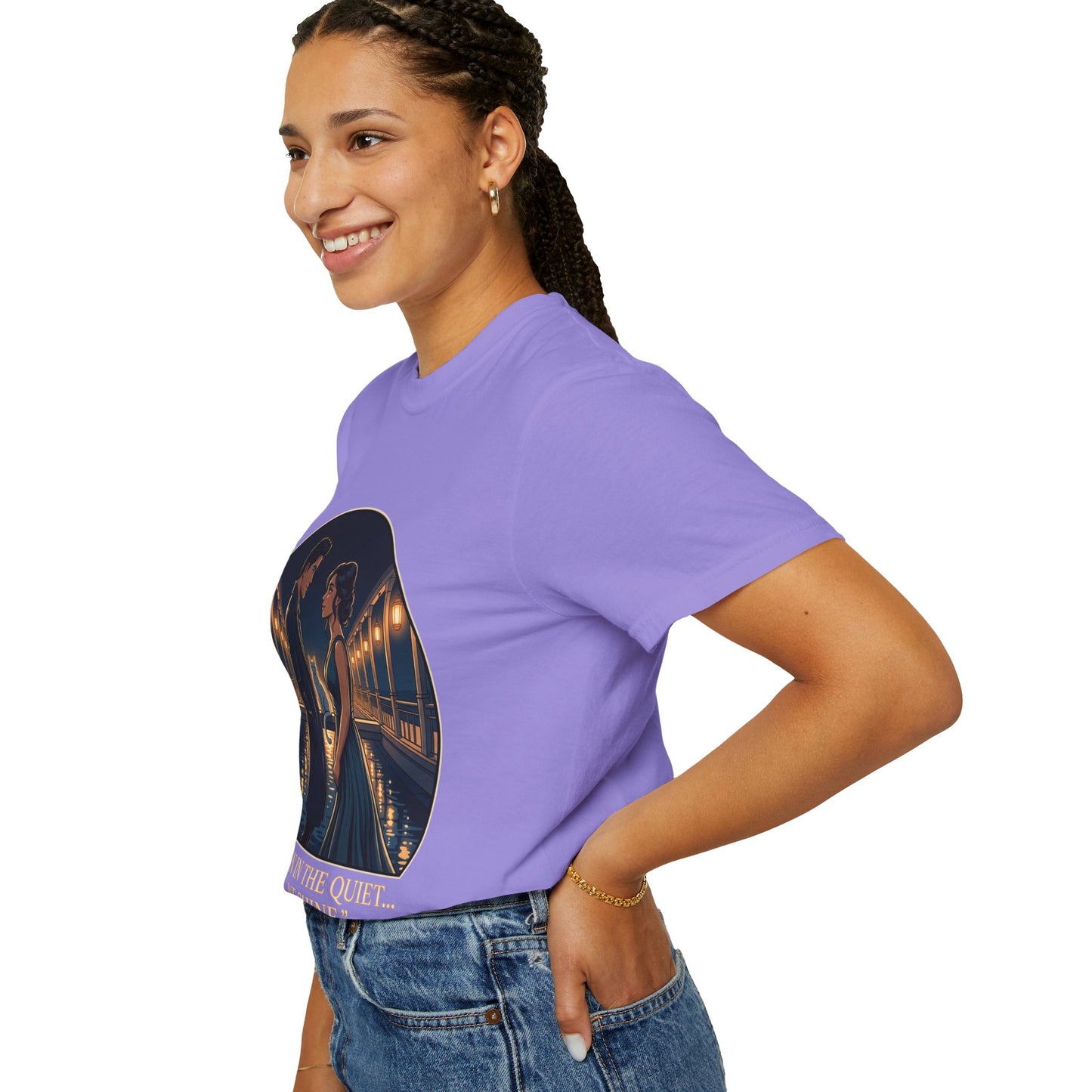 Romantic Night Stroll T-Shirt — "Even in the Quiet... We Shine" Graphic Tee