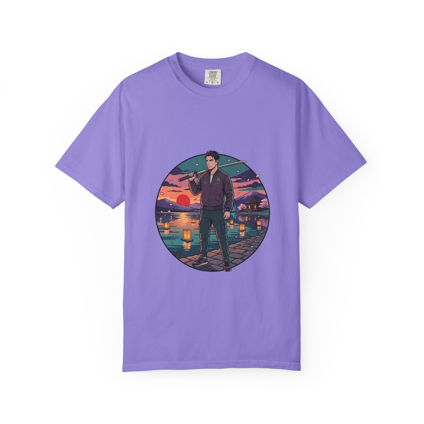 Vintage Night Harbor T-Shirt — Retro Sunset Fisherman Graphic Tee