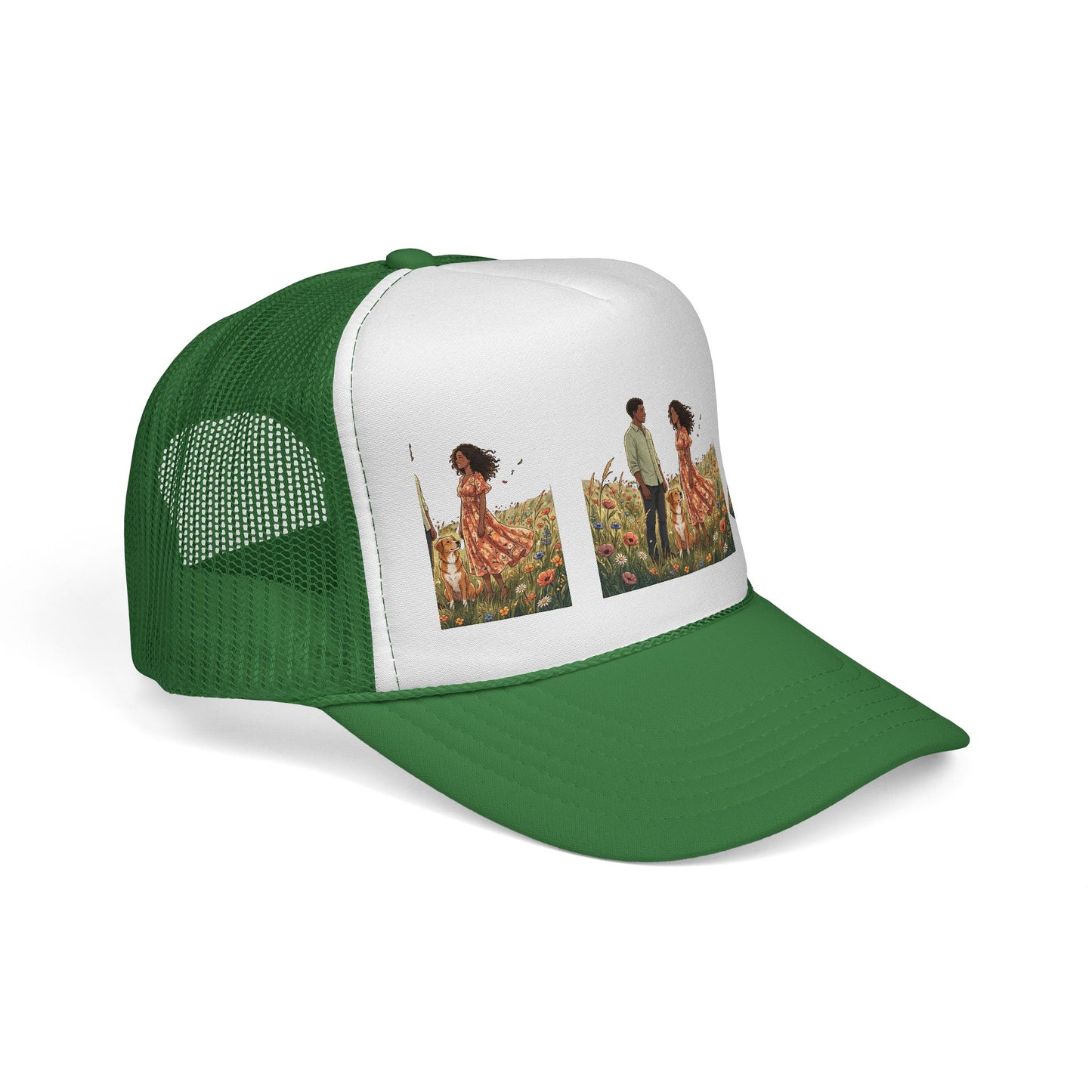 Trucker Cap — Boho Couple Meadow Illustration Hat