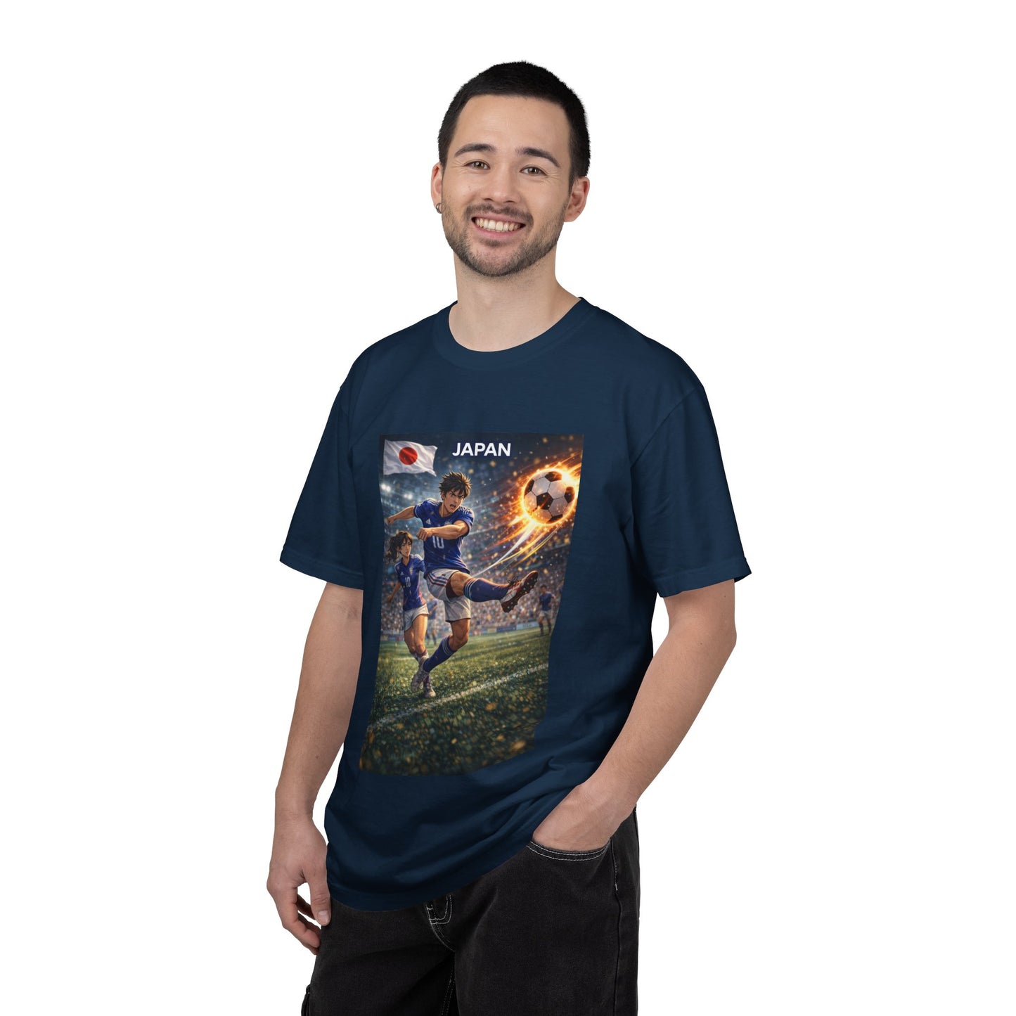 Japan Soccer Team Graphic T‑Shirt — Dynamic Football Players Design