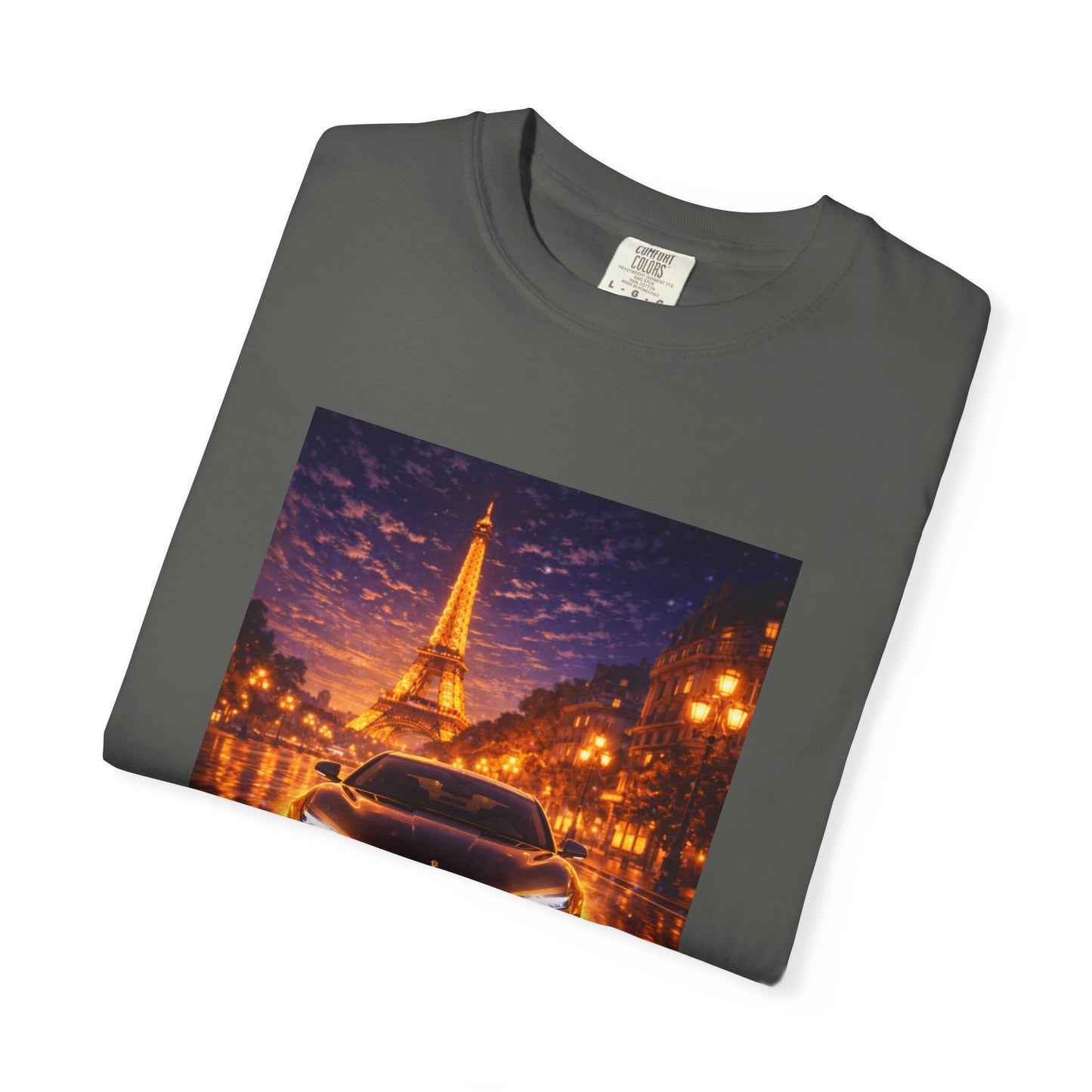 Paris Night Drive T-Shirt — Eiffel Tower Car Scene