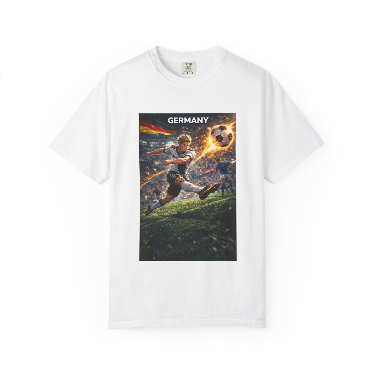 Germany Soccer Player Graphic T-Shirt — Retro Football Stadium Print