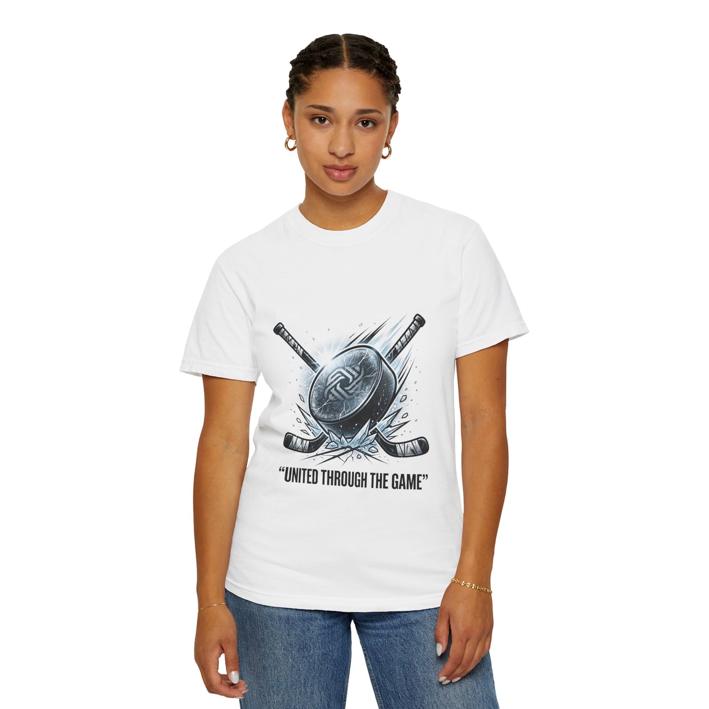 Hockey Graphic Tee — "United Through the Game" Team Spirit T-Shirt
