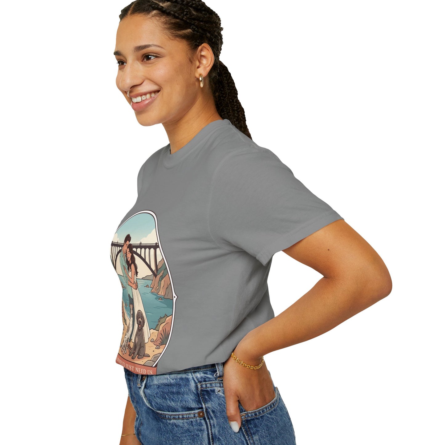 T-Shirt — Romantic Coastal Couples Tee “Some Moments Are Forever” with Dogs