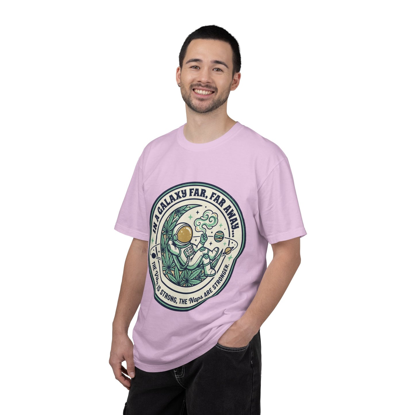 T-Shirt — "In a Galaxy Far, Far Away" Retro Space Nap Graphic Tee