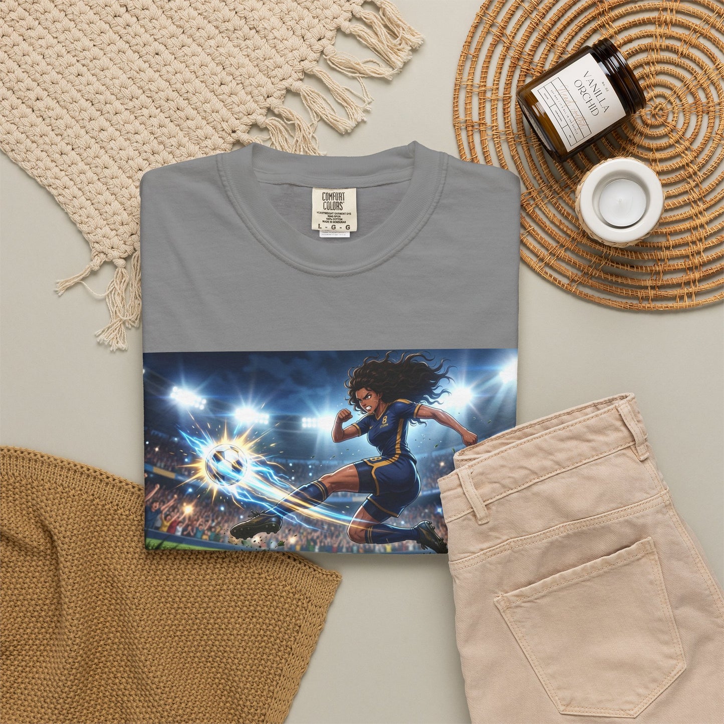 Soccer Kick Graphic T-Shirt — Energetic Stadium Football Design