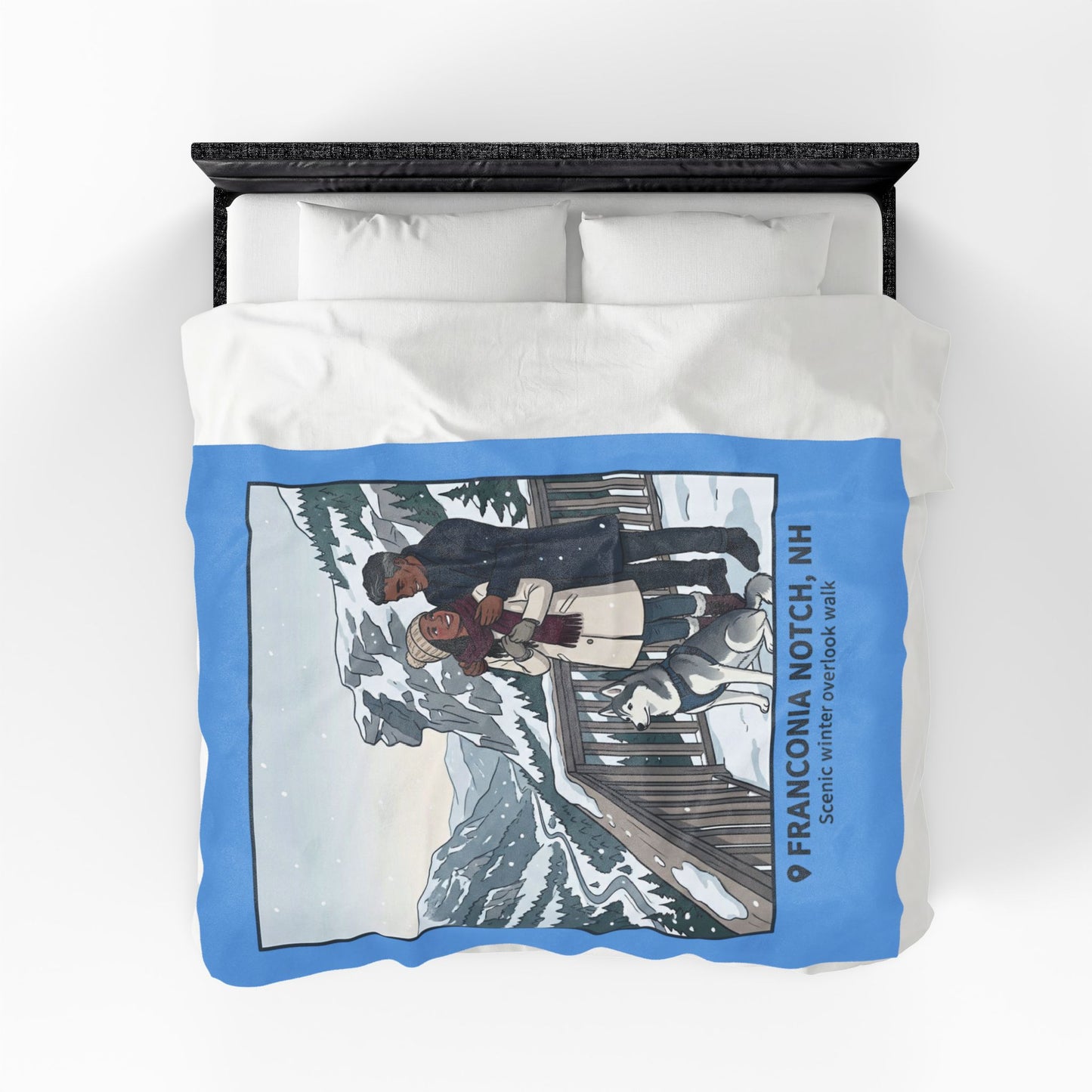 Franconia Notch NH Scenic Winter Plush Blanket — Couples & Husky Snowview Throw
