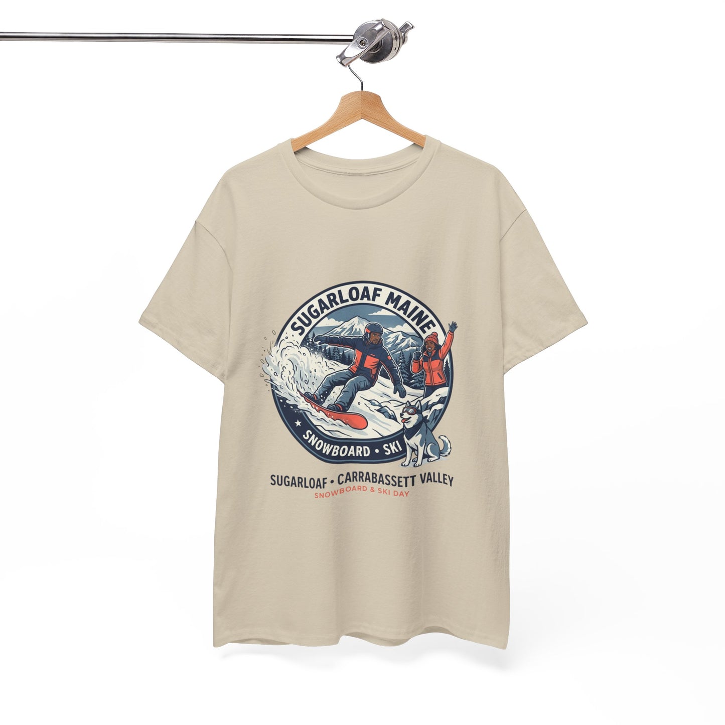 Sugarloaf Maine Snowboard & Ski T‑Shirt — Sugarloaf‑Carrabassett Valley Retro Graphic Tee
