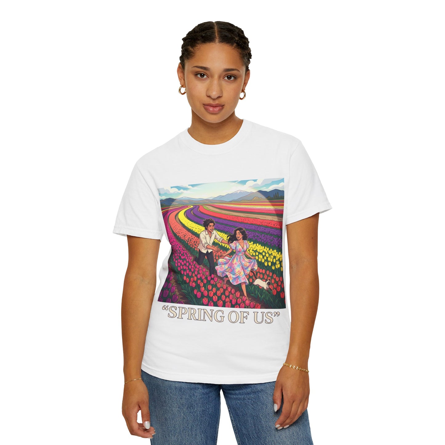 Spring of Us T-Shirt — Floral Field Vintage Couple Graphic Tee