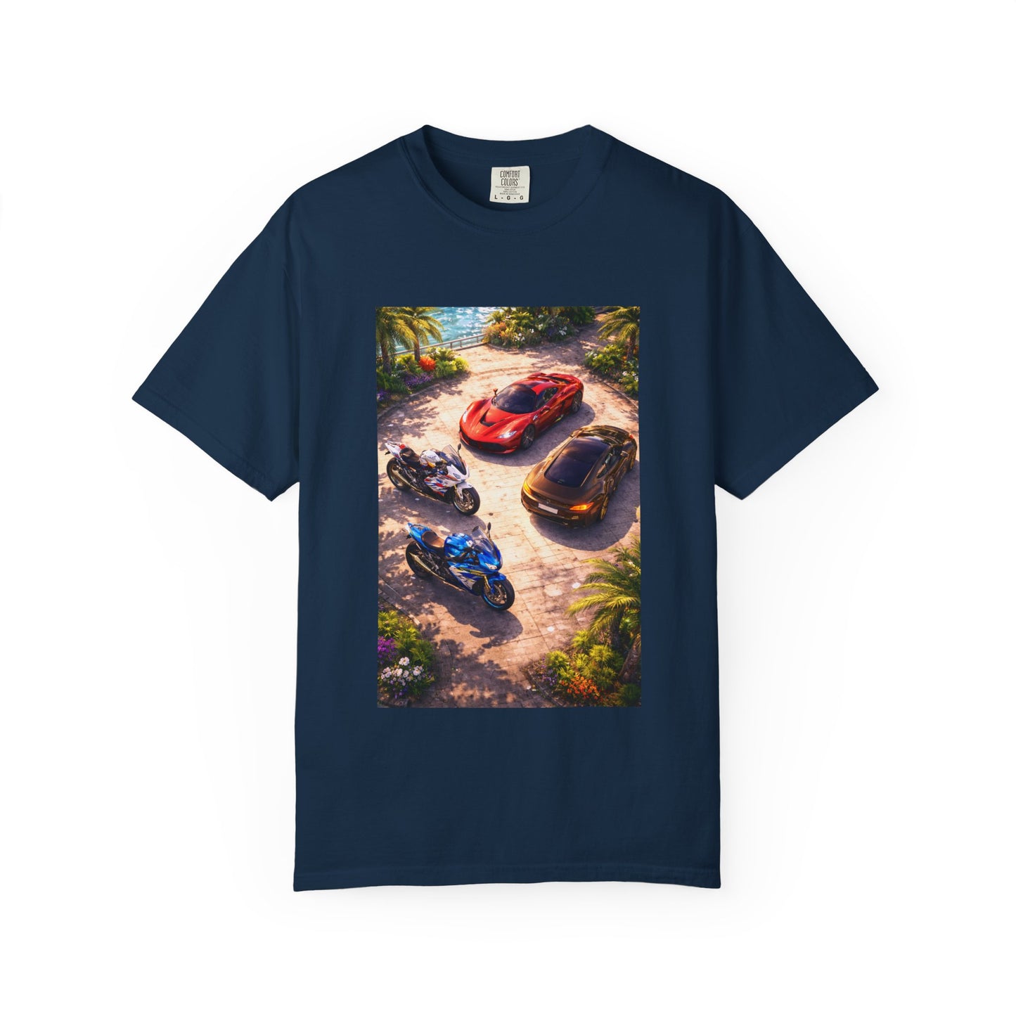MULTI-VEHICLE - T-Shirt — Tropical Sports Cars & Motorbikes Print