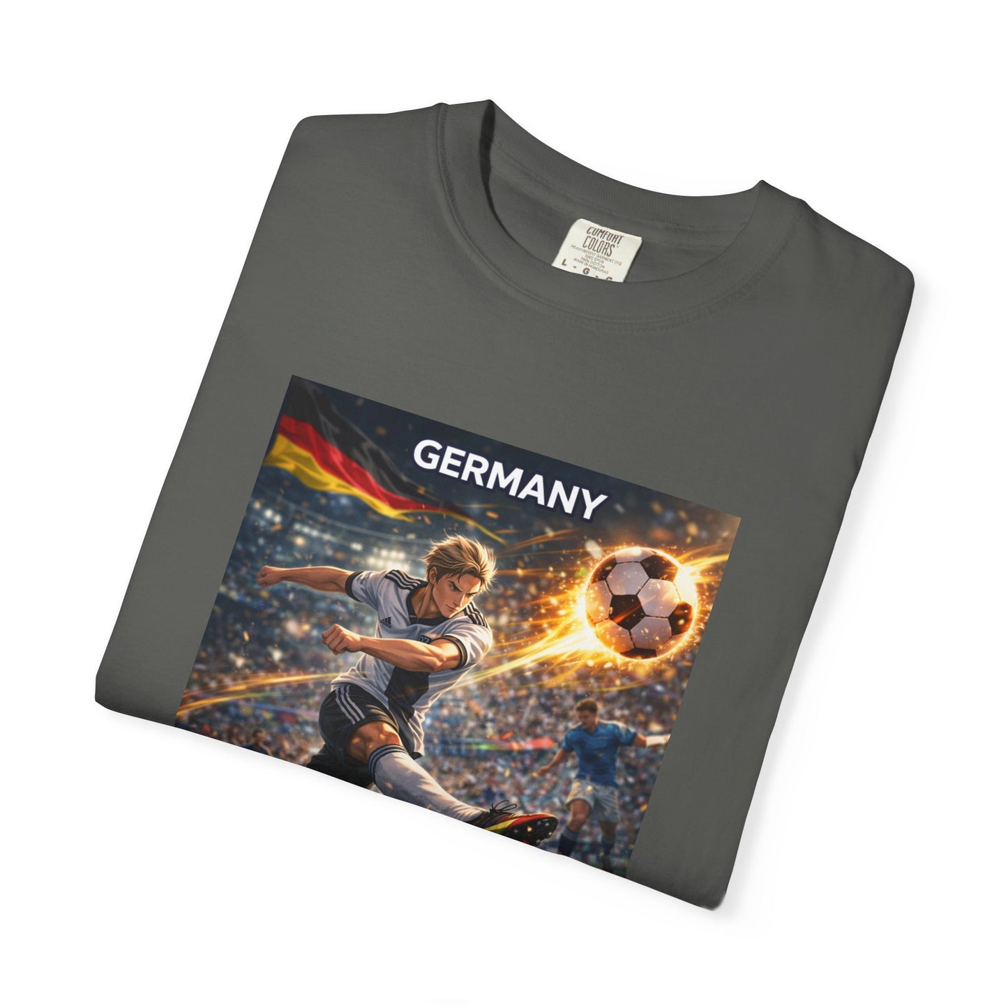 Germany Soccer Player Graphic T-Shirt — Retro Football Stadium Print