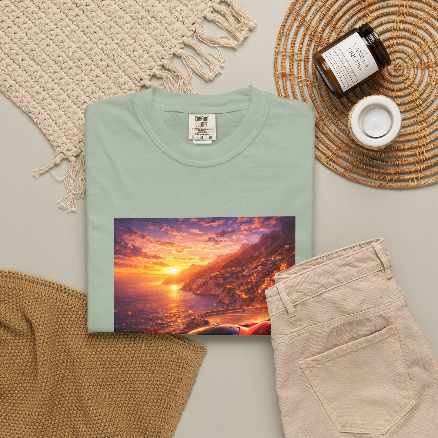 Ferrari F80- Amalfi Coast, Italy - T‑Shirt — Red Sports Car Print