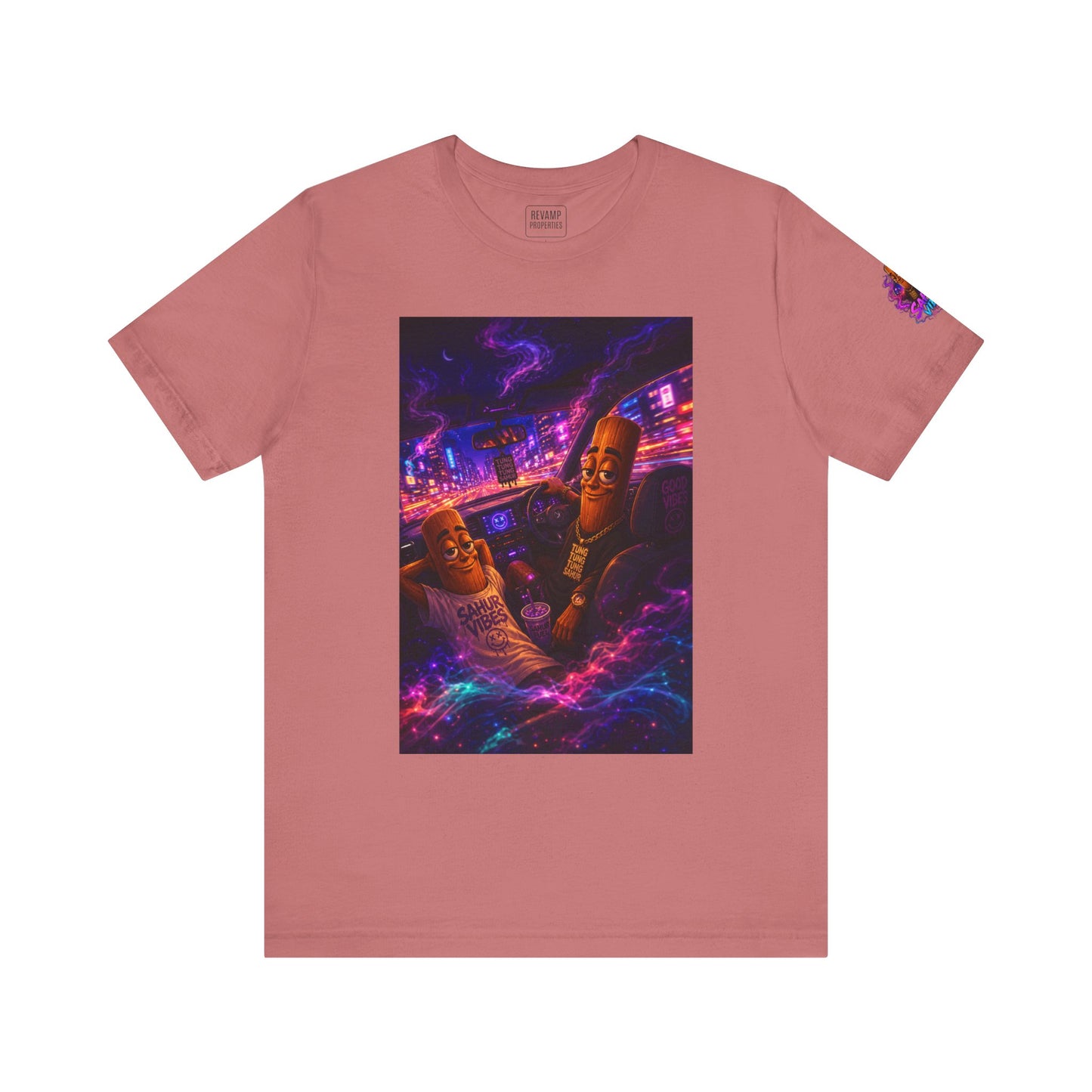 Tung Tung Tung Sahur Who Ride Like Us T-Shirt — Night Cruise Vaporwave Graphic Tee