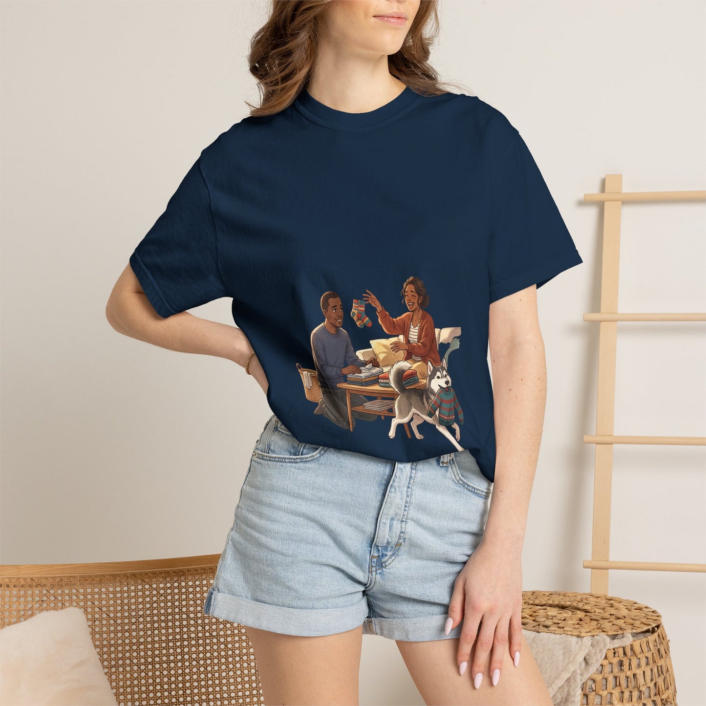 Picnic Cheers T-Shirt — Vintage Couple & Dog Illustration Tee