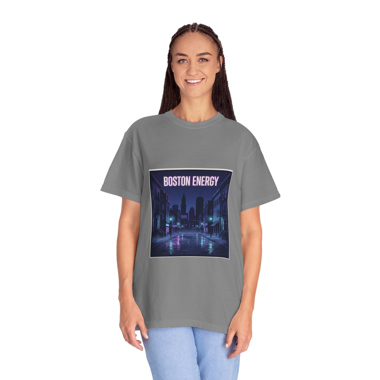 Boston Energy T-Shirt — Neon Cityscape Graphic Tee