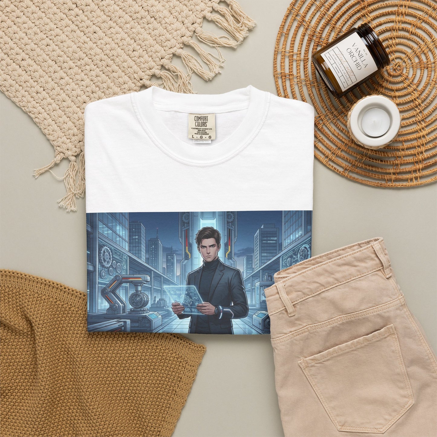 Cyberpunk Detective T-Shirt — Futuristic Noir Cityscape Graphic Tee