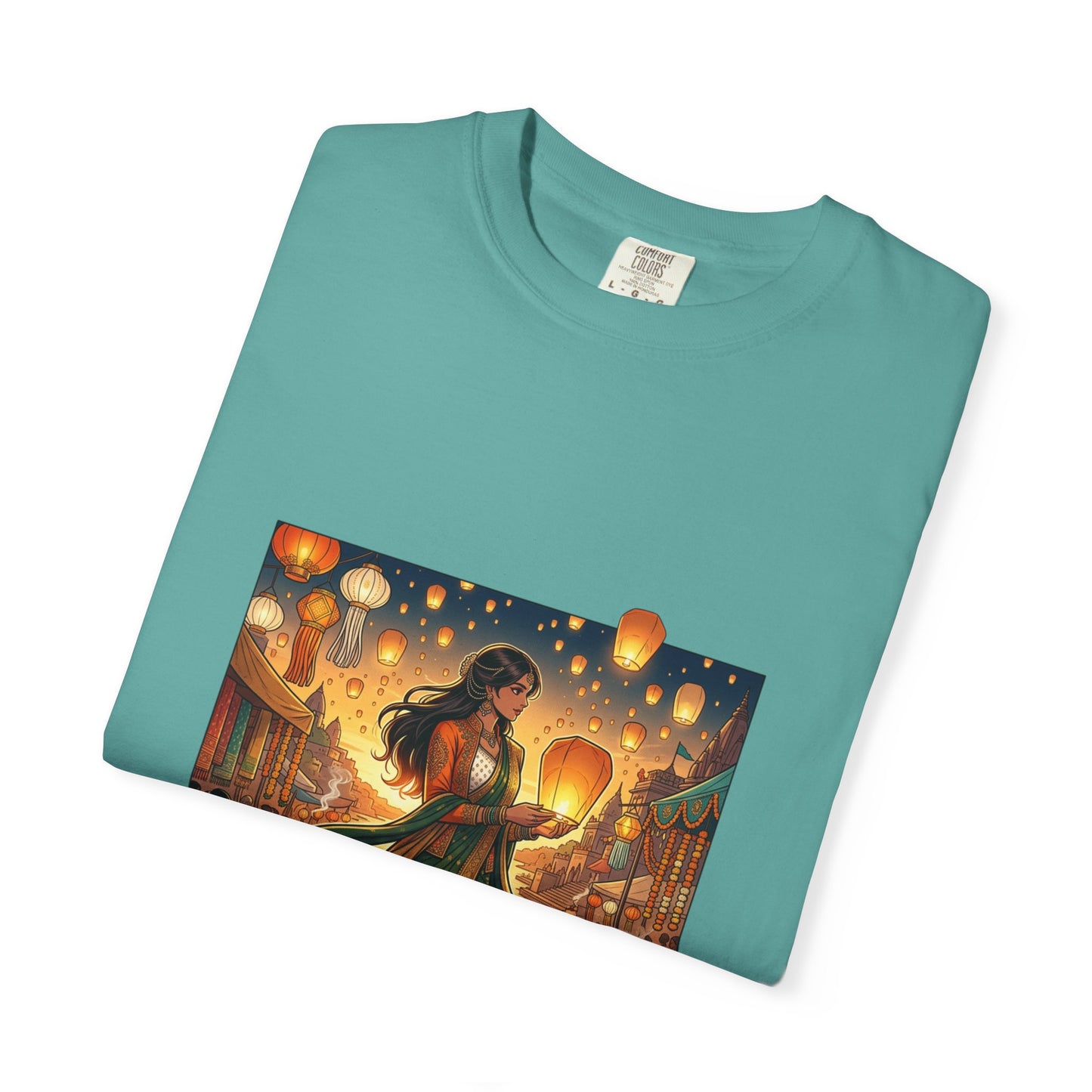 Diwali Lantern Festival T-Shirt — Indian Dancer with Floating Sky Lanterns