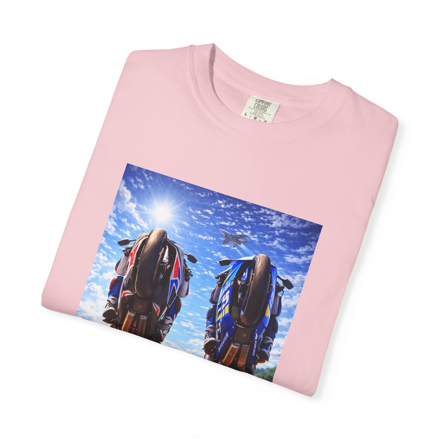 Motorcycle Sunset T-Shirt — Two Bikes Riding Into the Horizon
