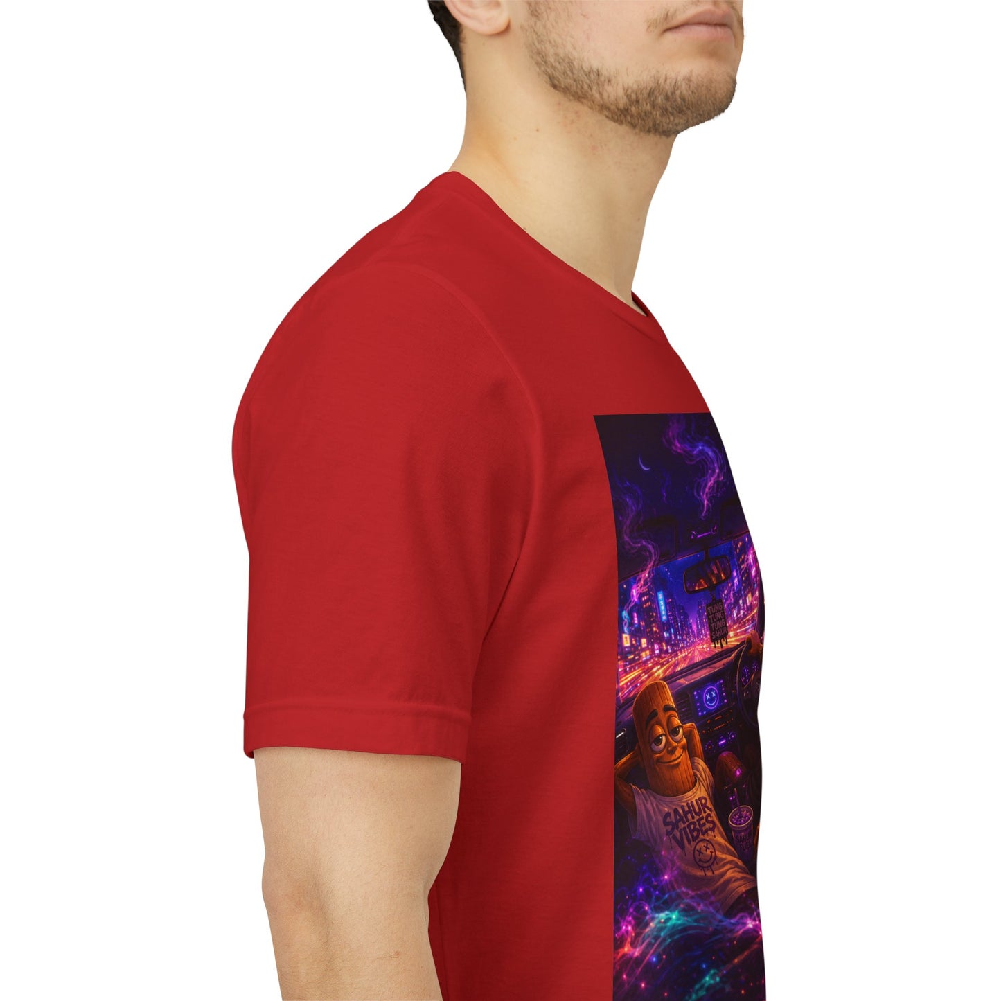 Tung Tung Tung Sahur Who Ride Like Us T-Shirt — Night Cruise Vaporwave Graphic Tee