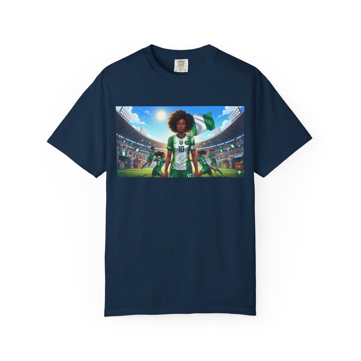 Commander- Female- Nigerian Soccer Player Stadium  - T-shirt - Graphic Tee