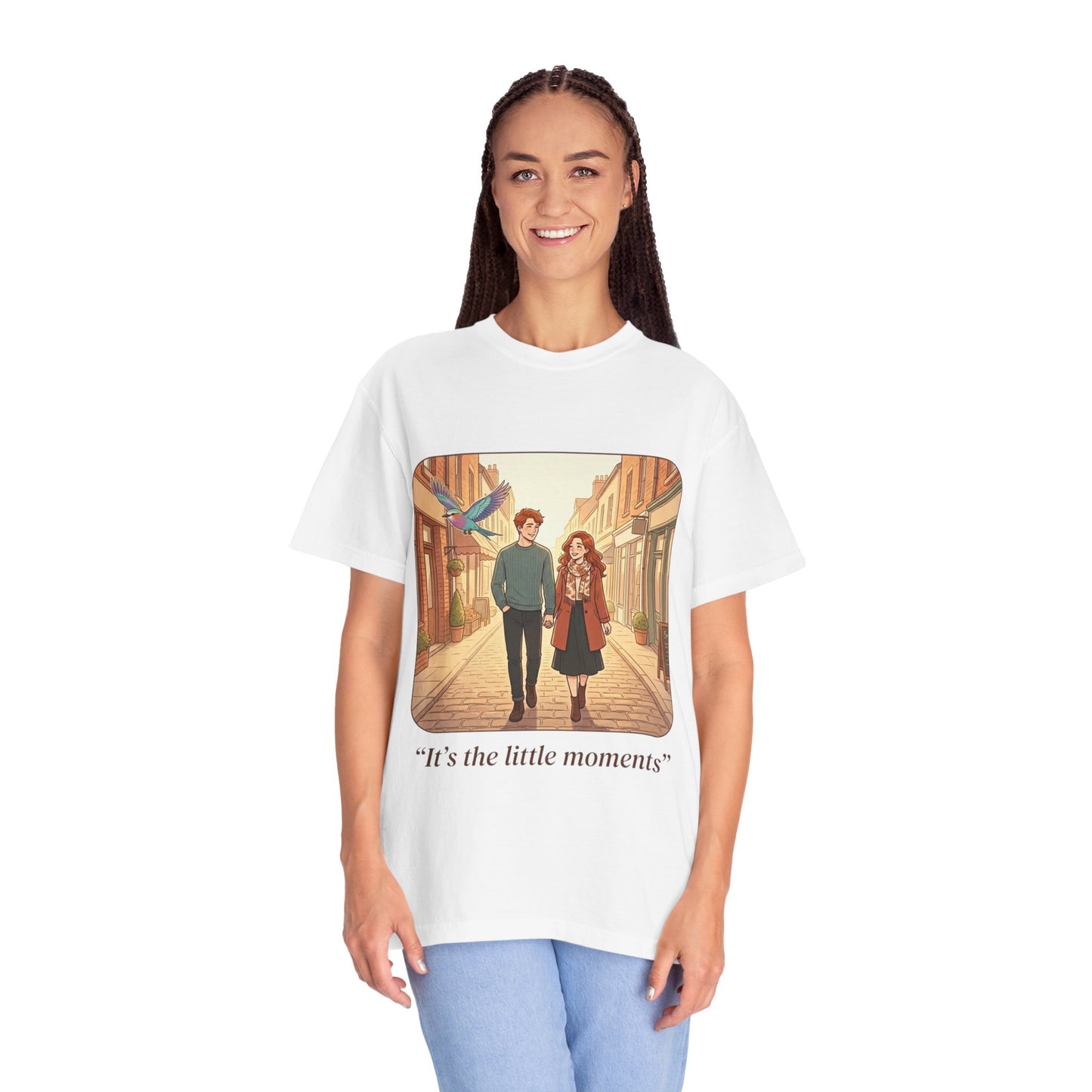 Romantic Stroll T-Shirt — “It’s the little moments” Couple Illustration Tee
