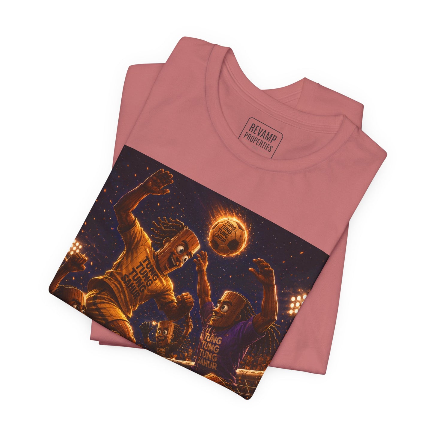 Tung Tung Tung Sahur Header Goal Soccer Action Graphic Tee — Team Court Night Design