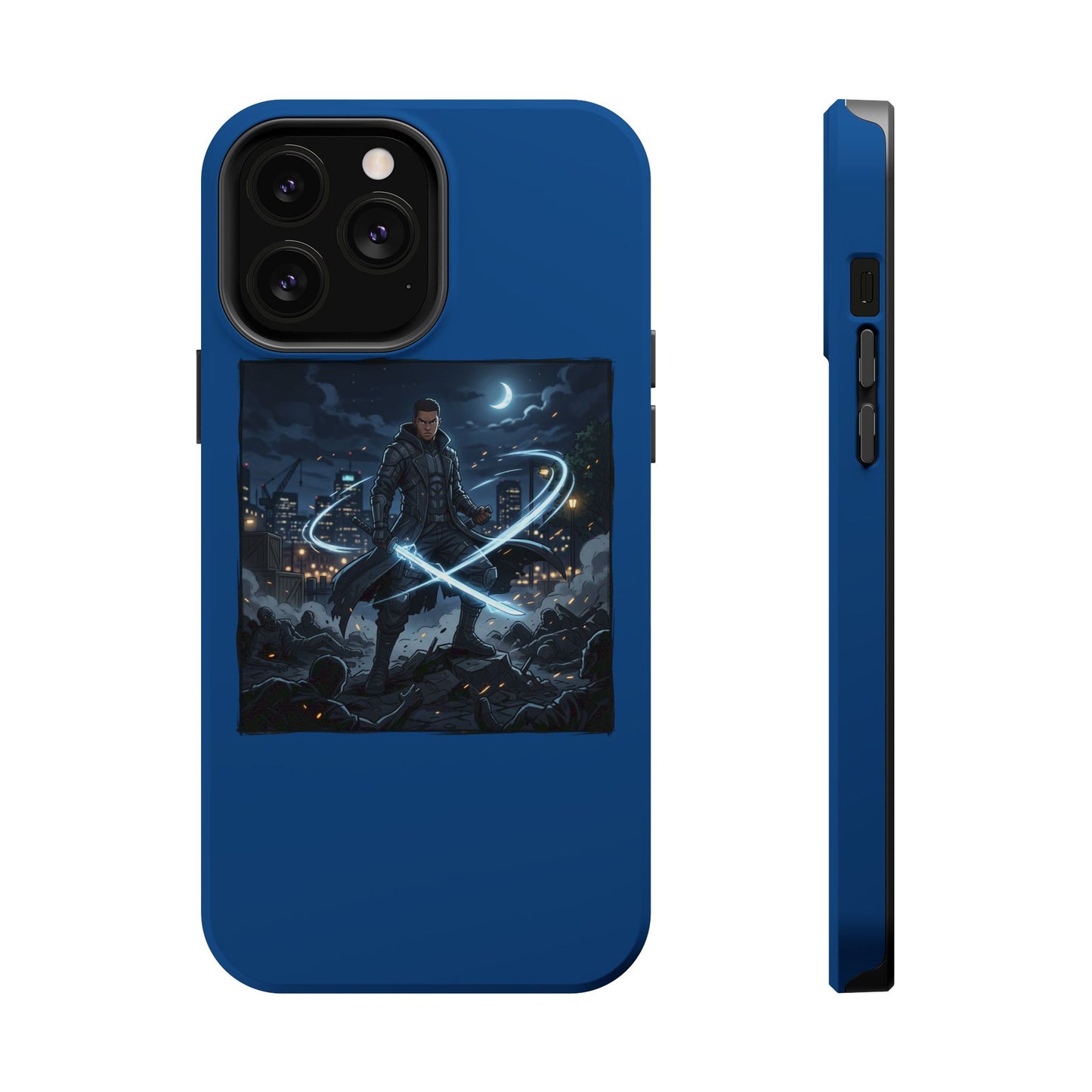 Magnetic Impact-Resistant Phone Case — Night Warrior Sci‑Fi Design
