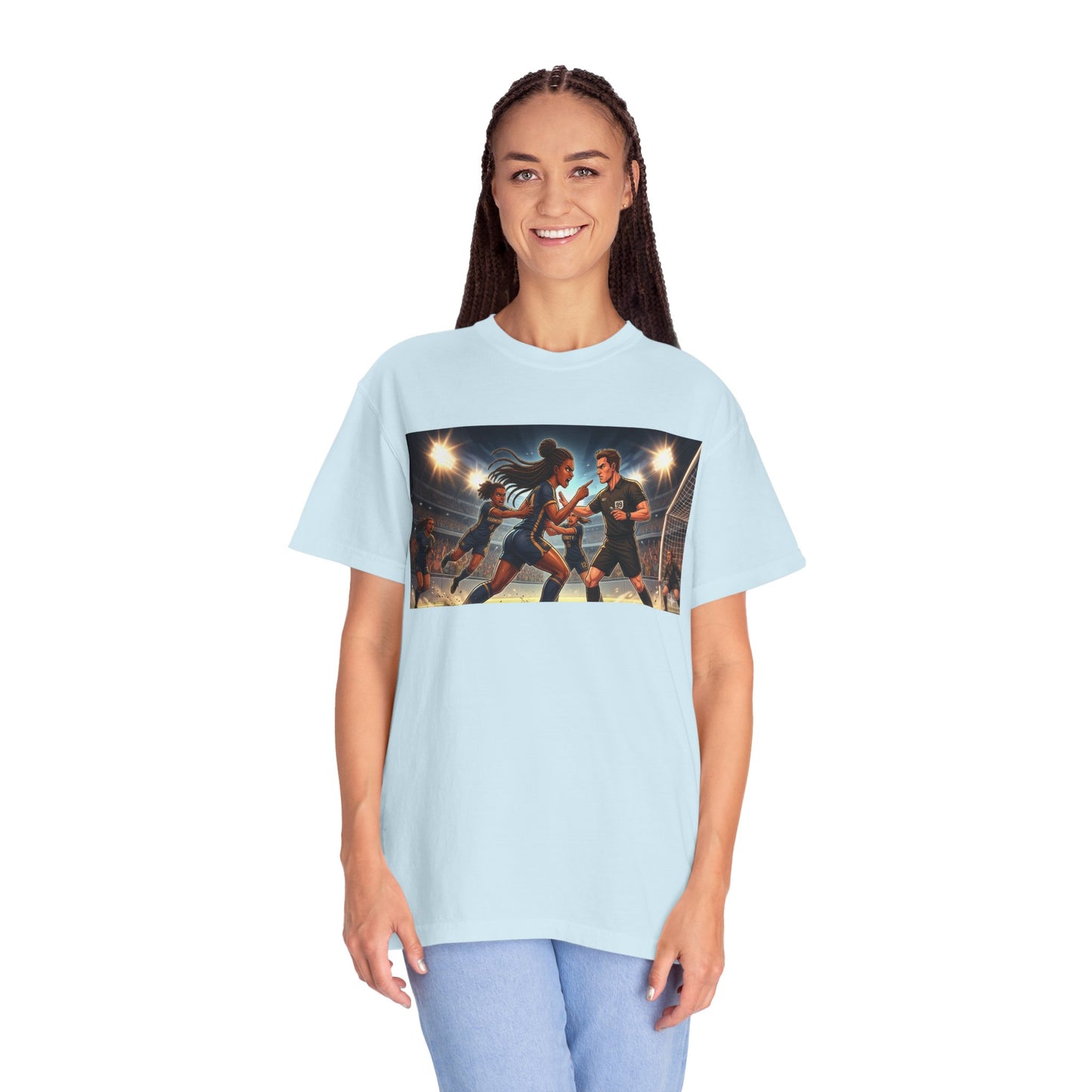 Soccer Night Match T-Shirt — Dynamic Players Under Stadium Lights