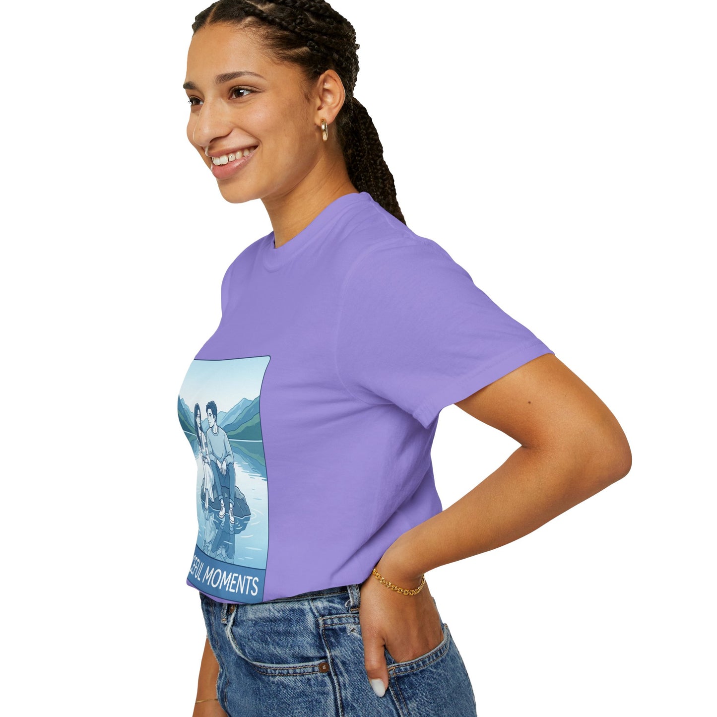 Peaceful Moments Tee — Couple Sitting by Lake Graphic T-Shirt