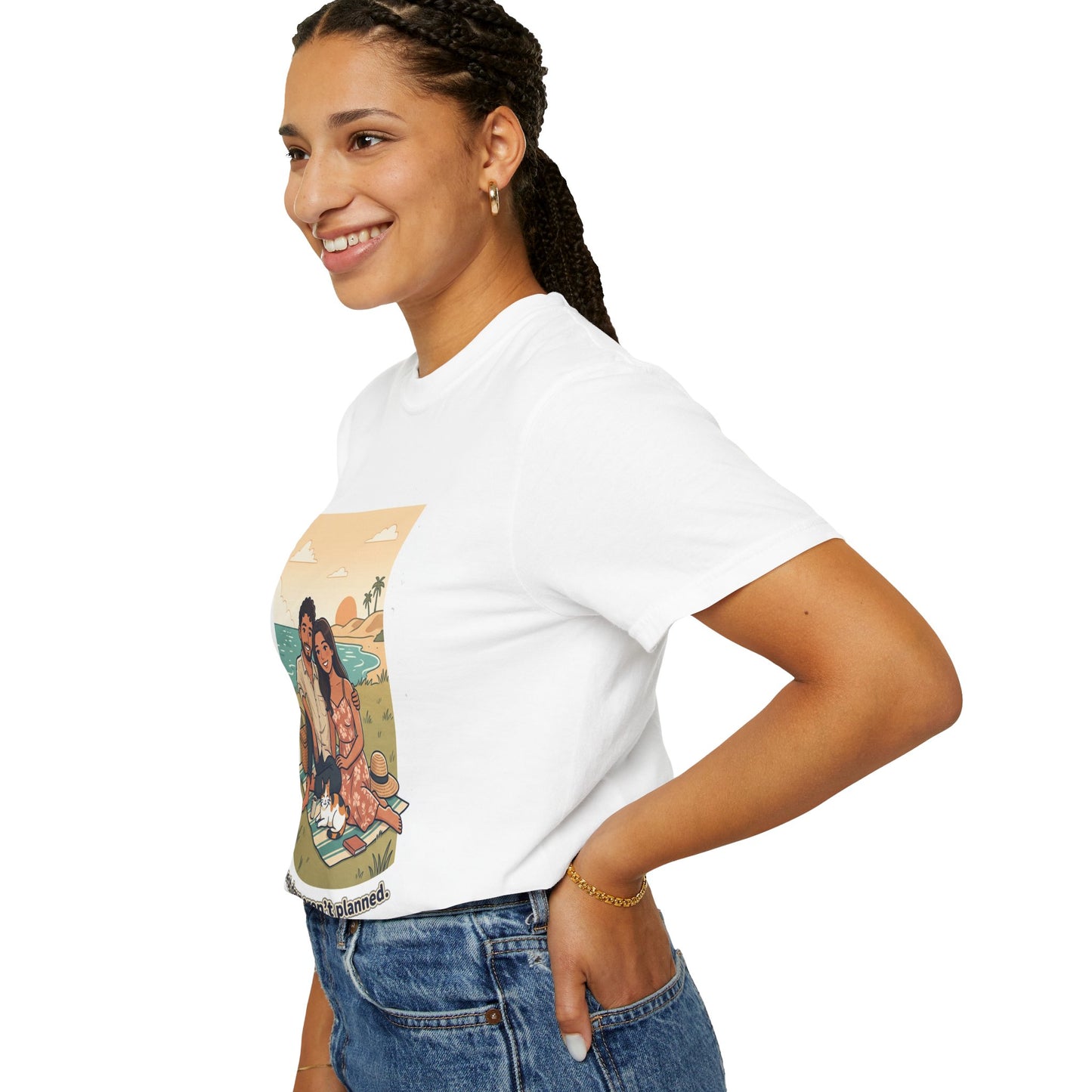 Beach Picnic Couple T‑Shirt — “The best days aren’t planned.” Relaxed Vacation Tee