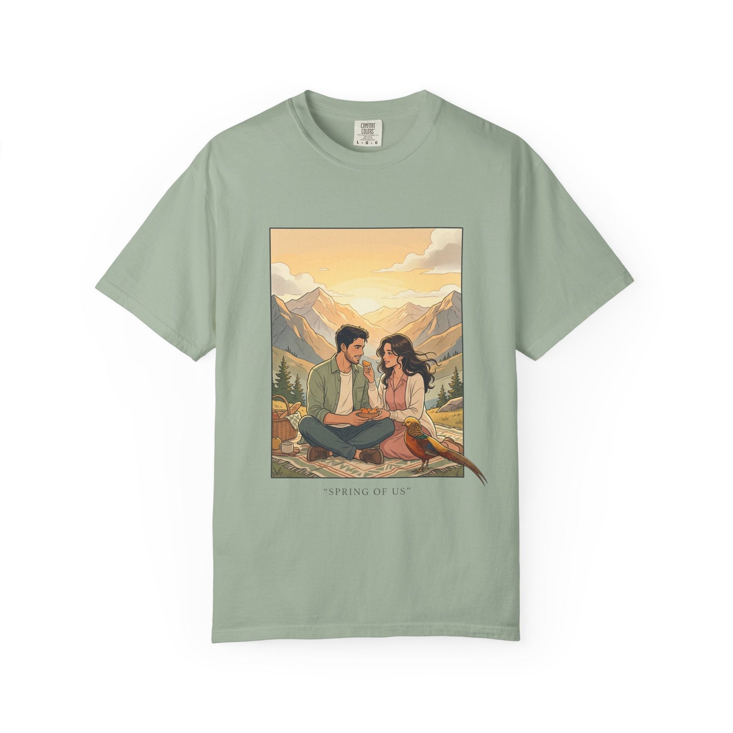 Couples Mountain Picnic T-Shirt — 'Opening Up' Scenic Graphic Tee