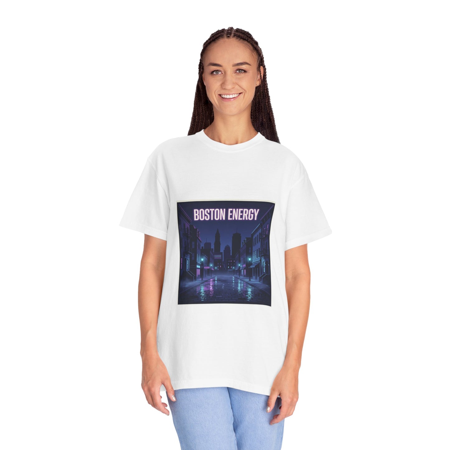 Boston Energy T-Shirt — Neon Cityscape Graphic Tee