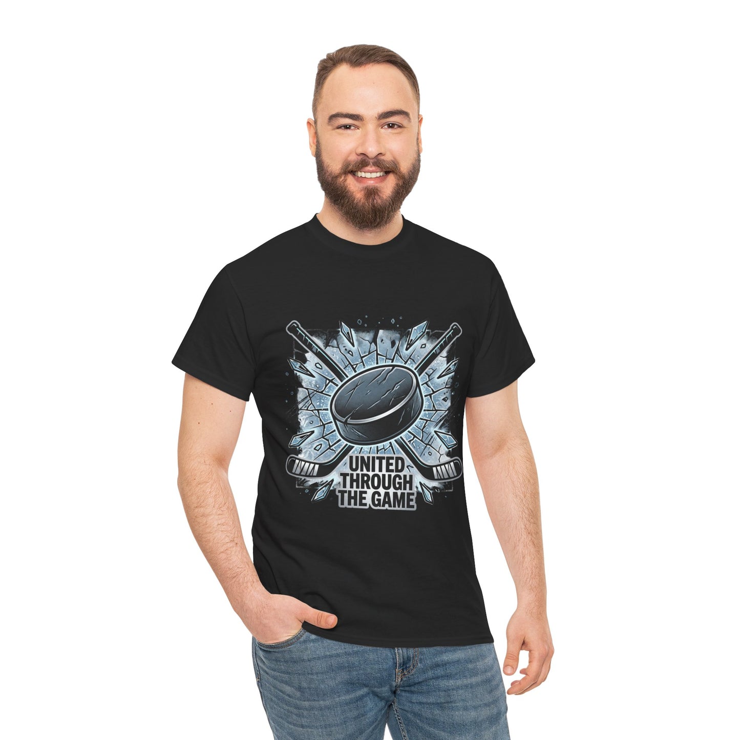 Hockey T-Shirt — "United Through the Game" Graphic Tee