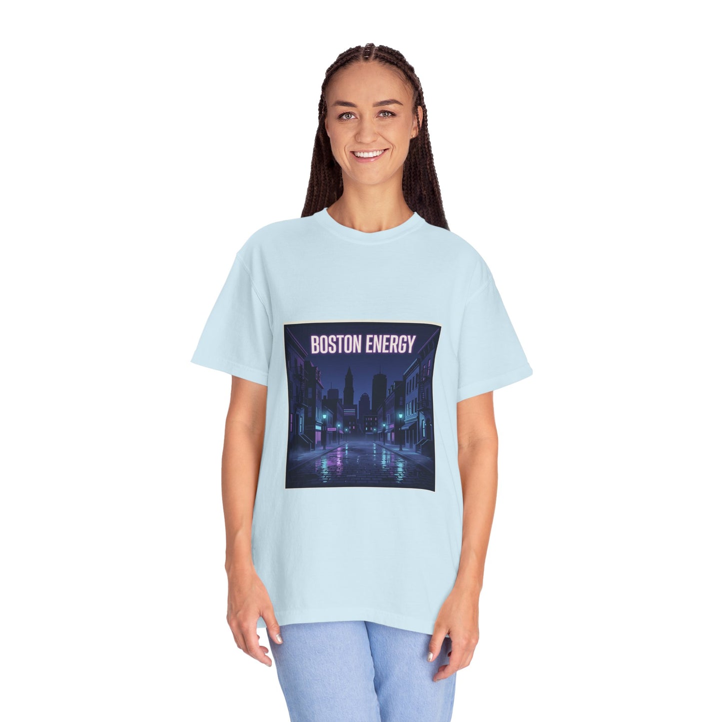 Boston Energy T-Shirt — Neon Cityscape Graphic Tee