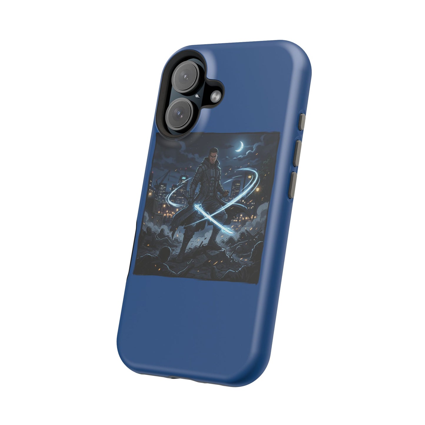 Magnetic Impact-Resistant Phone Case — Night Warrior Sci‑Fi Design