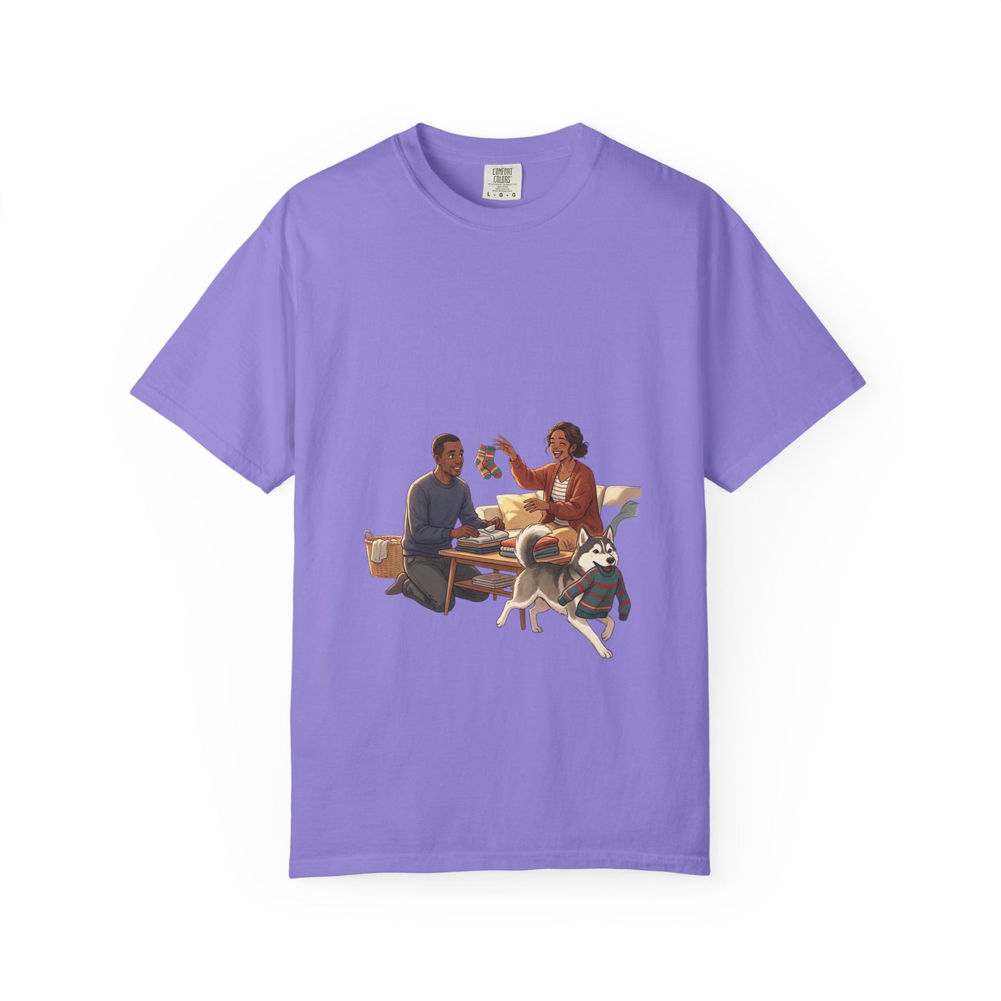 Picnic Cheers T-Shirt — Vintage Couple & Dog Illustration Tee