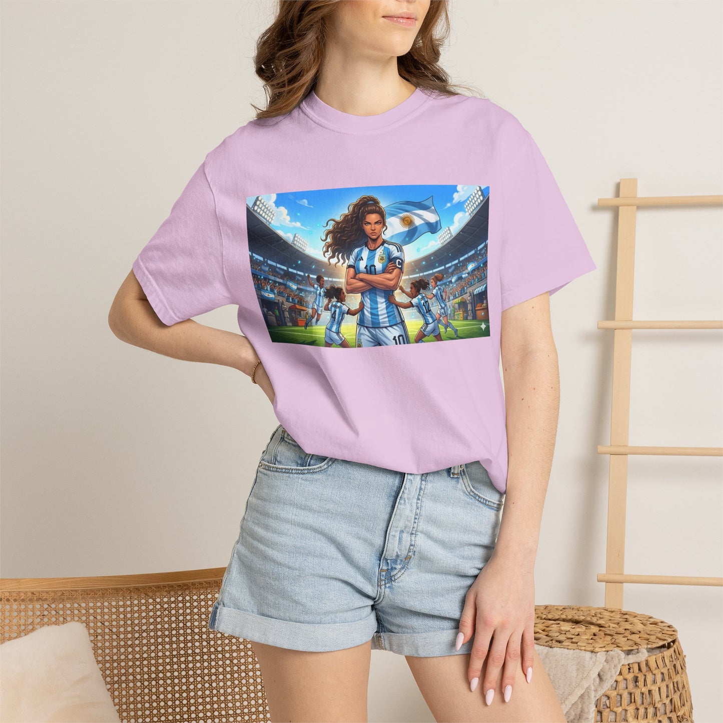 Argentina Soccer Heroine Stadium T-Shirt – Female Soccer Player Graphic Tee