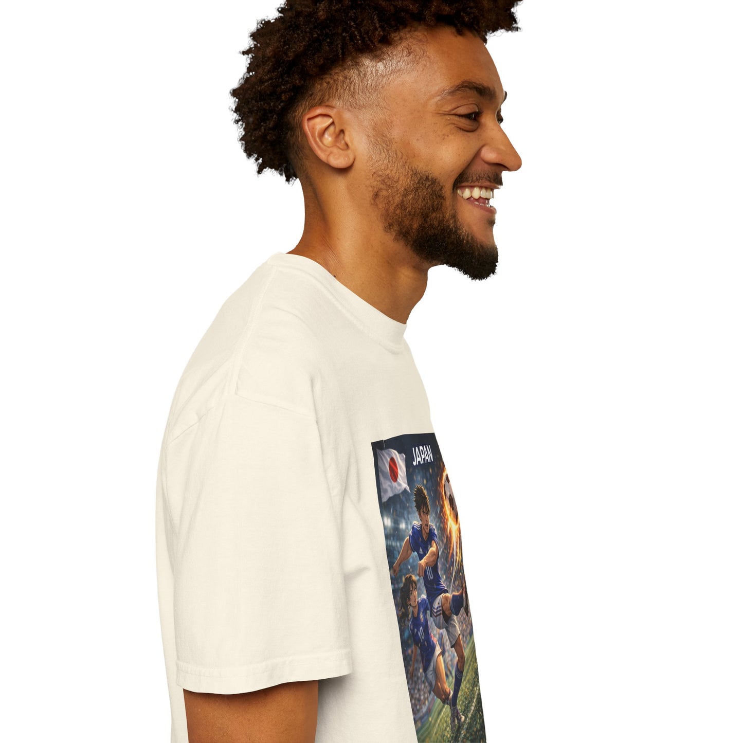 Japan Soccer Team Graphic T‑Shirt — Dynamic Football Players Design