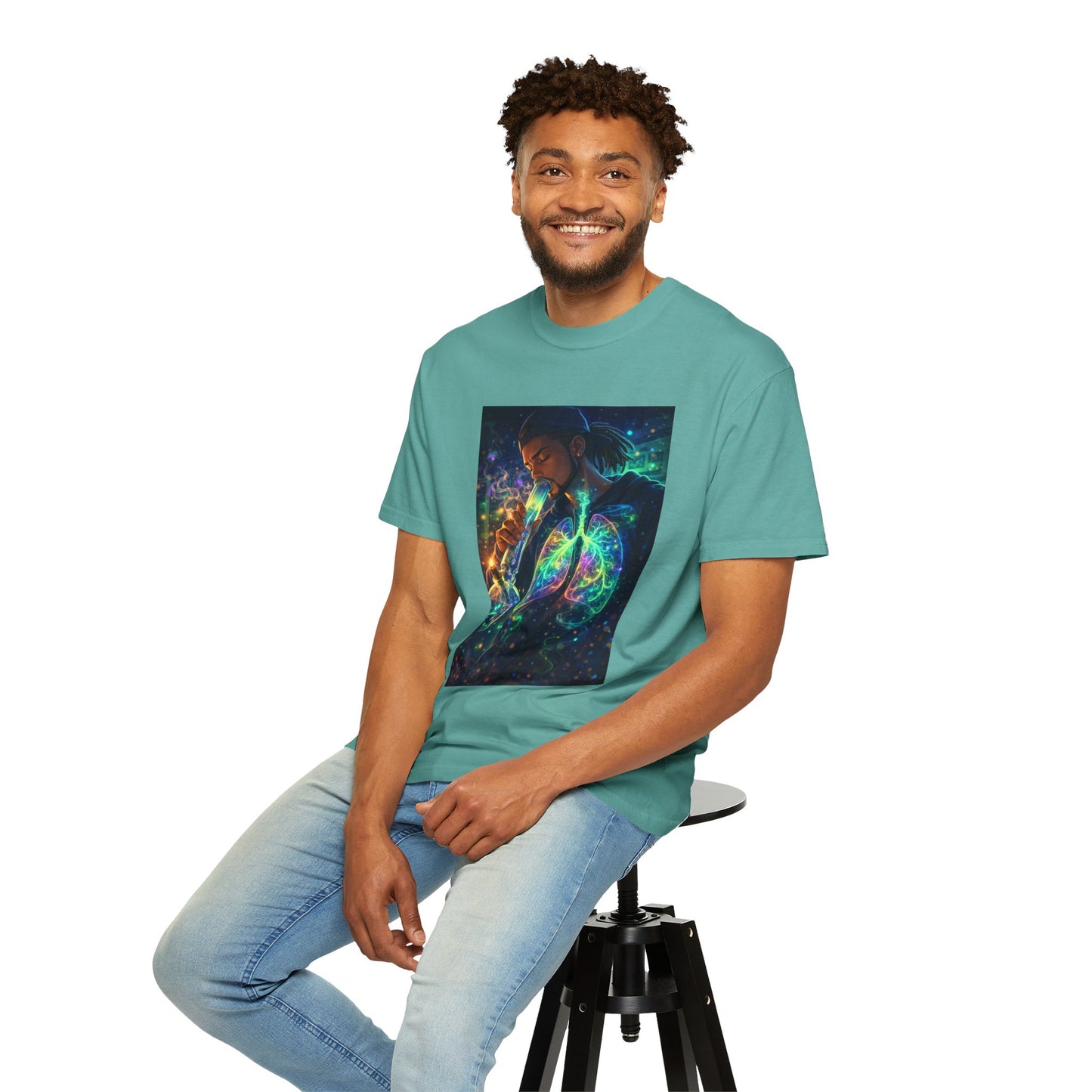 Cosmic Lungs T-Shirt — Neon Anatomical Art Tee