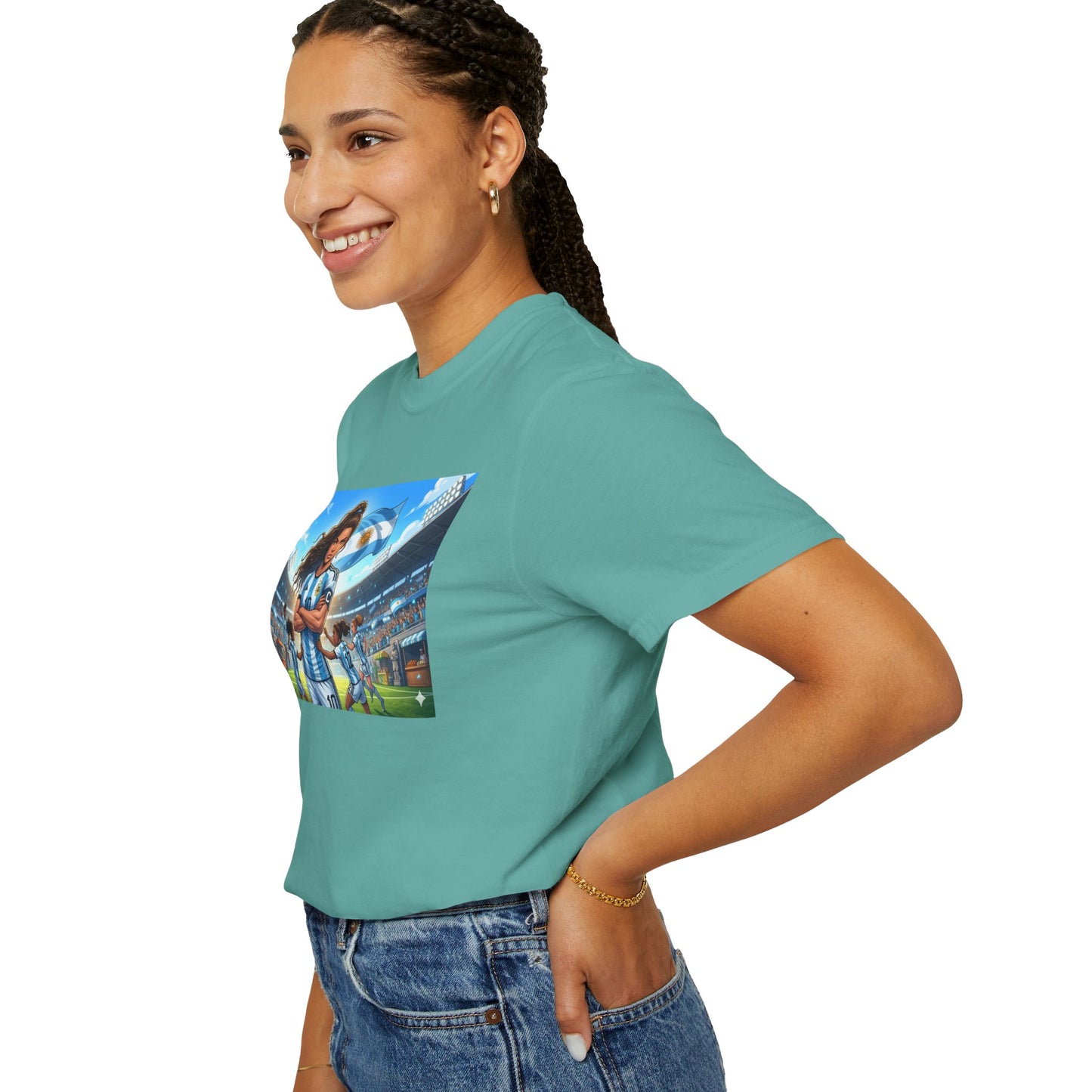 Argentina Soccer Heroine Stadium T-Shirt – Female Soccer Player Graphic Tee