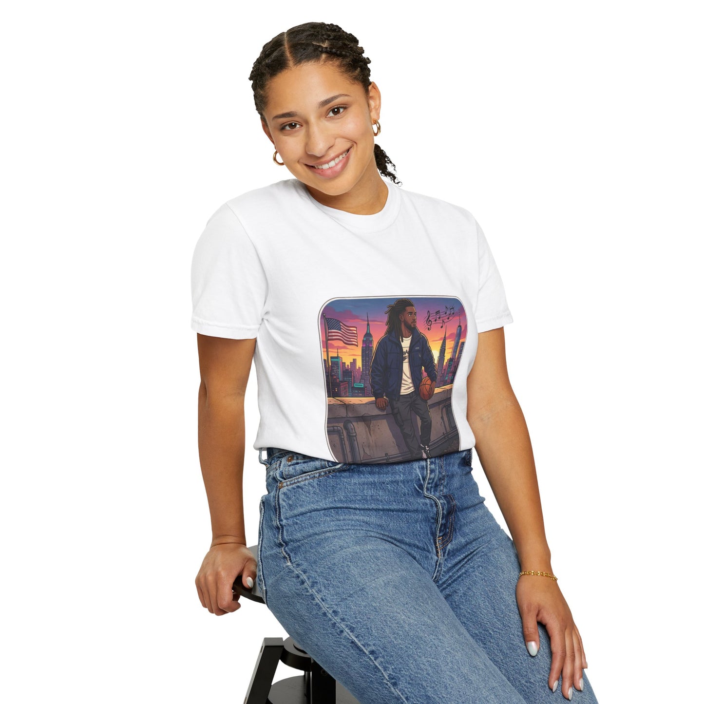 City Sunset Basketball Player T-Shirt — Urban Hoop Lifestyle Tee