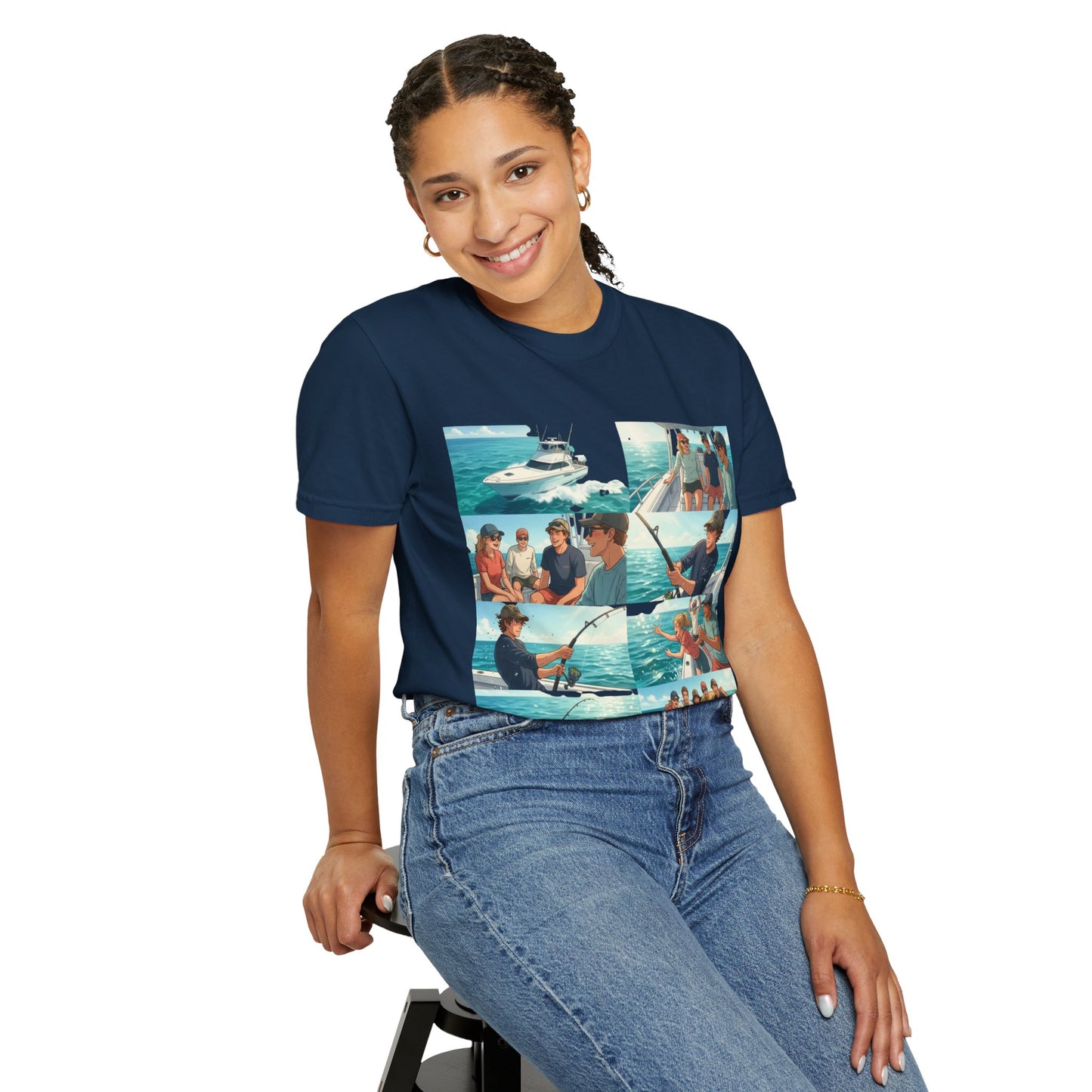 Deep Sea Energy (Friends Fishing Edition) Fishing Trip Photo Collage T-Shirt