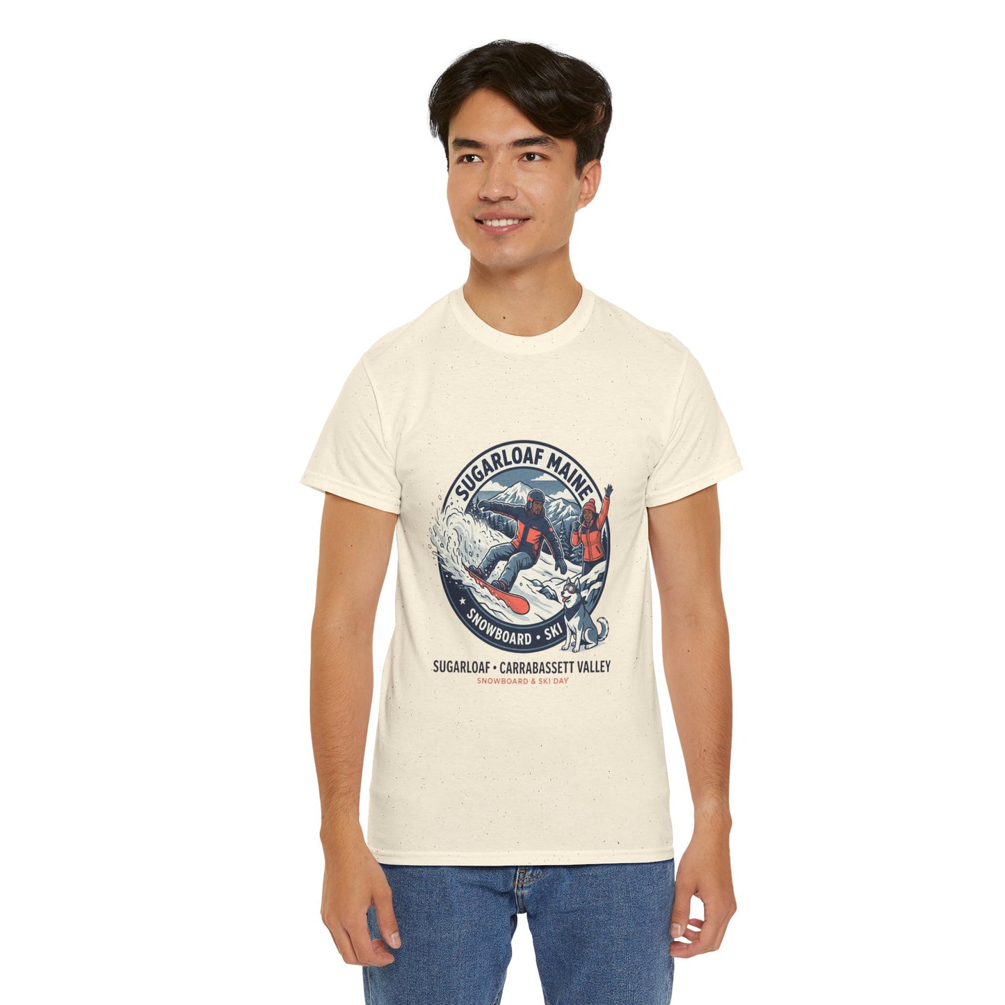 Sugarloaf Maine Snowboard & Ski T‑Shirt — Sugarloaf‑Carrabassett Valley Retro Graphic Tee