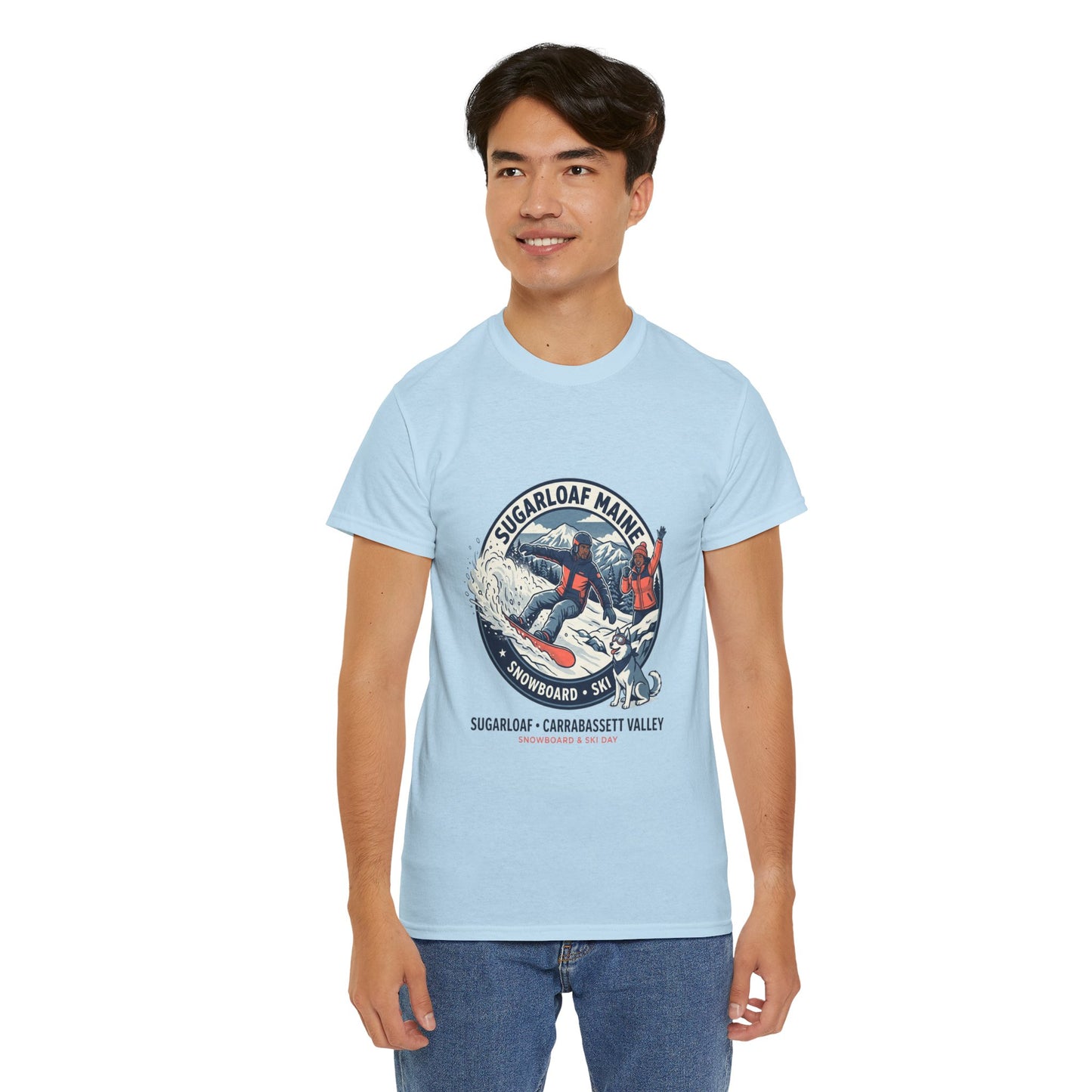 Sugarloaf Maine Snowboard & Ski T‑Shirt — Sugarloaf‑Carrabassett Valley Retro Graphic Tee