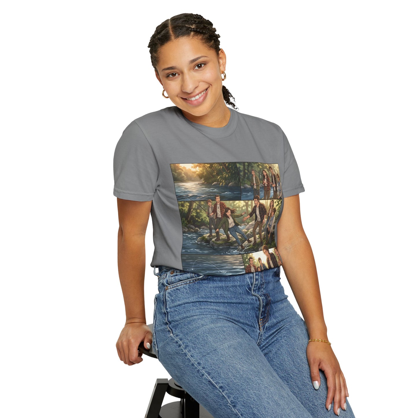 Band Photo Collage T-Shirt – Retro River Scene Crew Tee