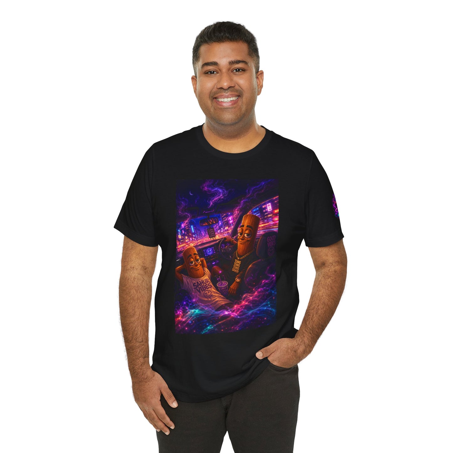Tung Tung Tung Sahur Who Ride Like Us T-Shirt — Night Cruise Vaporwave Graphic Tee