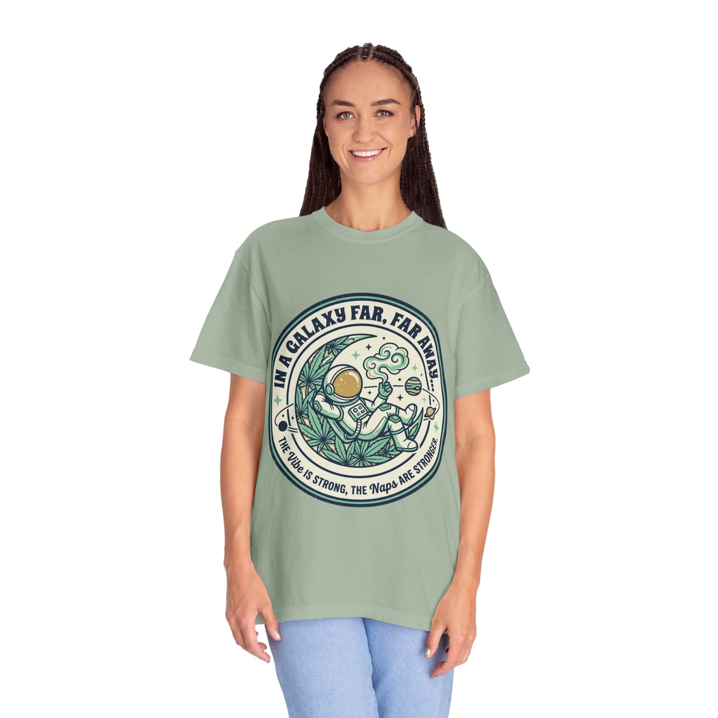 T-Shirt — "In a Galaxy Far, Far Away" Retro Space Nap Graphic Tee