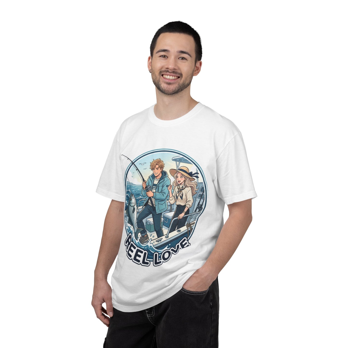 Reel Love Fishing T-Shirt — Cute Couple Anglers Graphic Tee